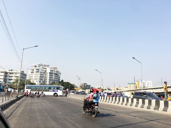 Protesters causing massive traffic jam in Chennai, Tamil Nadu, India