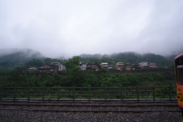 Shifen train station & lanterns flying, Shifen, Taiwan