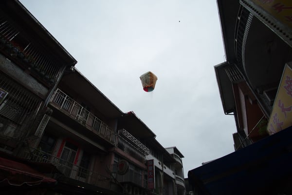 Shifen train station & lanterns flying, Shifen, Taiwan