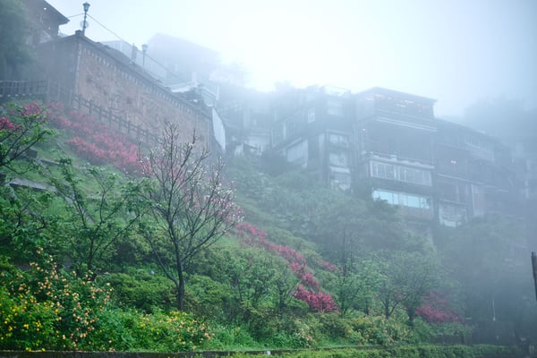 Foggy landscape views, Jiufen, Taiwan