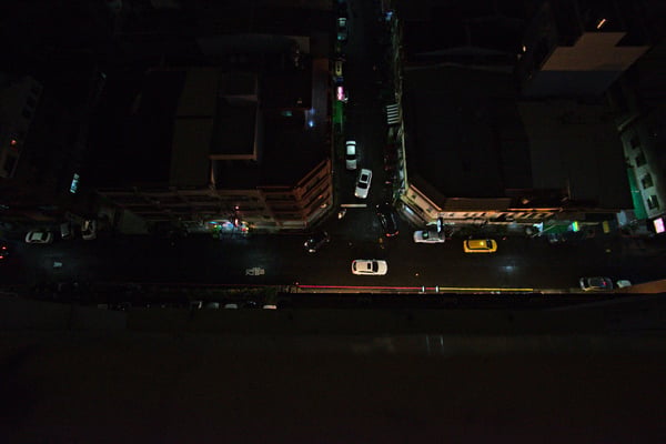 Nighttime street view from our hotel window, Kaohsiung, Taiwan