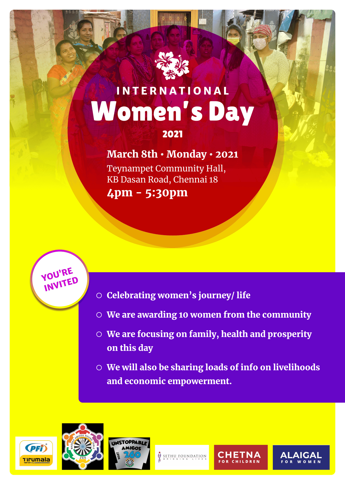 A4 poster v1 - International Women's Day, 2021 Chennai, India