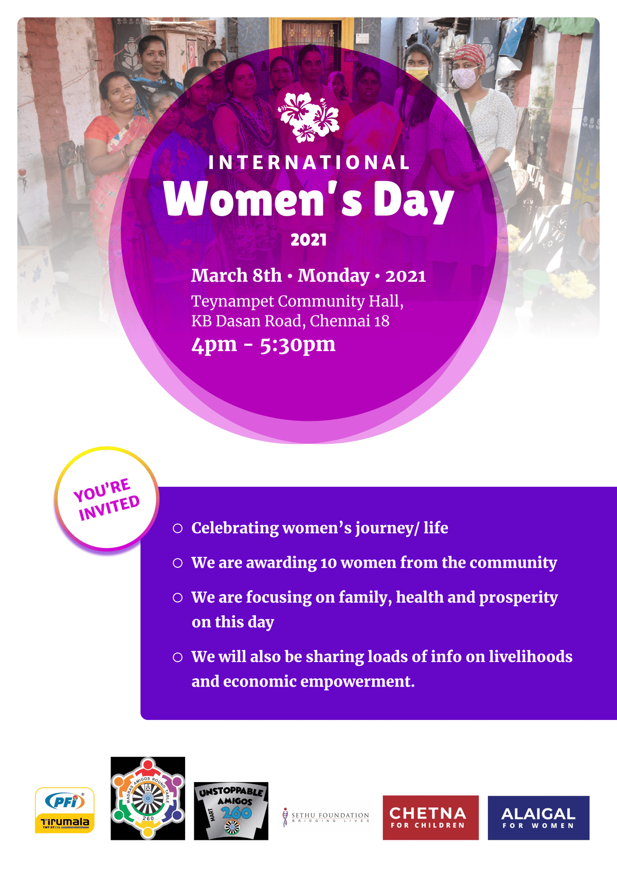 A4 poster v3 - International Women's Day, 2021 Chennai, India