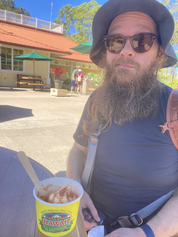 Dole Whip at the Dole Plantation, Oahu, Hawaii.