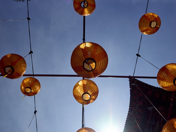 Thean Hou Temple, lanterns in the sun, Kuala Lumpur, Malaysia