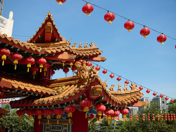 Thean Hou Temple, lanterns and temple details, Kuala Lumpur, Malaysia