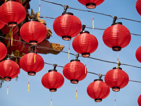 Thean Hou Temple, lanterns up close and in focus, Kuala Lumpur, Malaysia