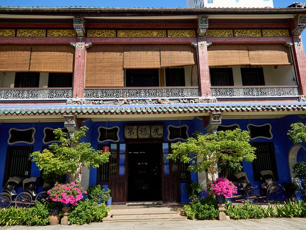 Blue mansion exterior details, Penang, Malaysia