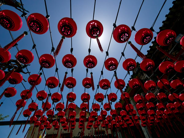 Temple details, lanterns, Penang, Malaysia