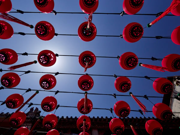 Temple details, lanterns, Penang, Malaysia