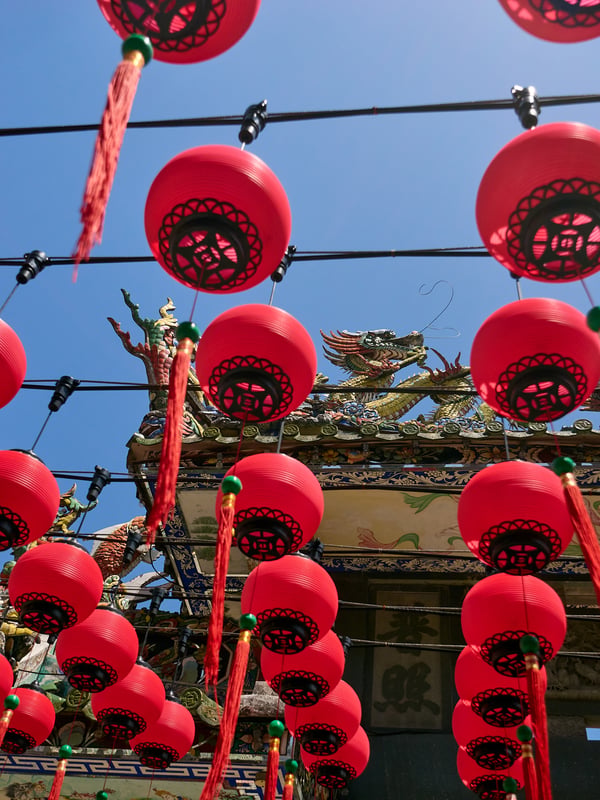 Temple details, lanterns, Penang, Malaysia