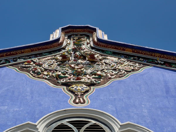 Blue mansion exterior details, Penang, Malaysia