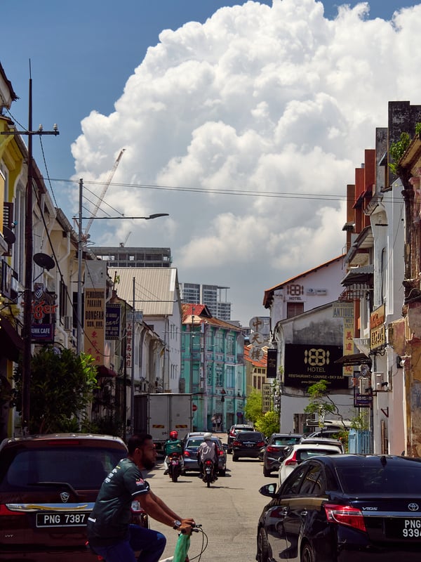 Colorful buildings and intense clouds, Penang, Malaysia