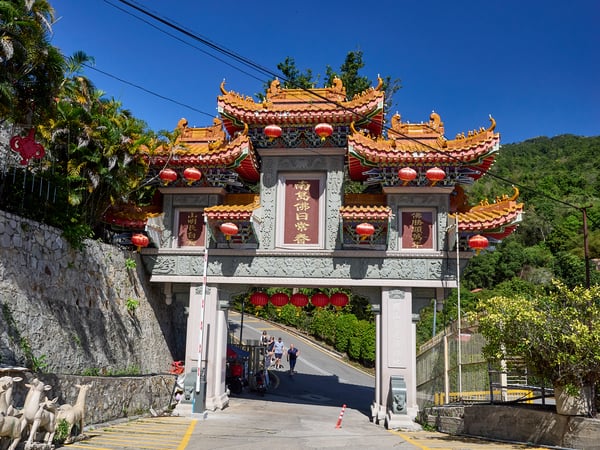 Temple details, car park, Kek Lok Si Temple, Penang, Malaysia