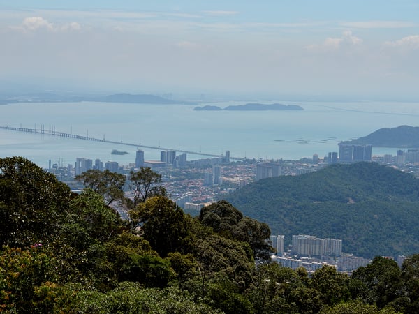 City view from the top of a 360 elevated walking track, The Habitat, Penang Hill, Penang, Malaysia