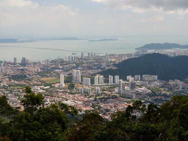 City view from the top of a 360 elevated walking track, The Habitat, Penang Hill, Penang, Malaysia