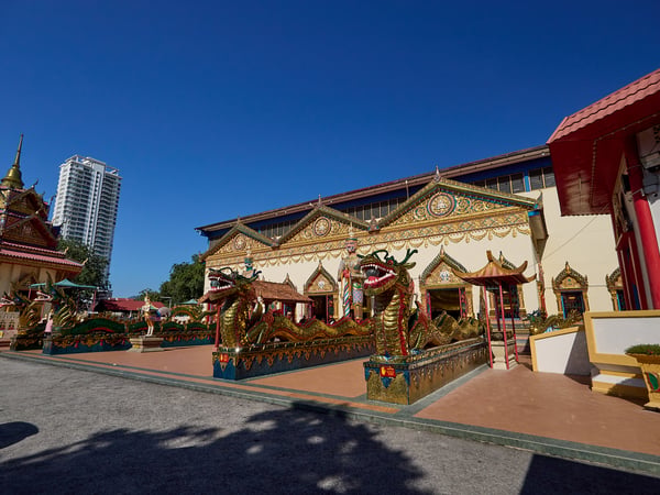 Exterior temple details, Wat Chayamangkalaram Thai Buddhist Temple, Penang, Malaysia