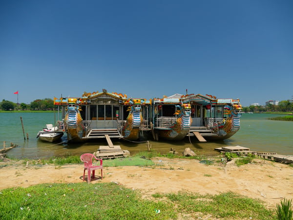 Dragon boat tour along the Perfume river, Hue, Vietnam