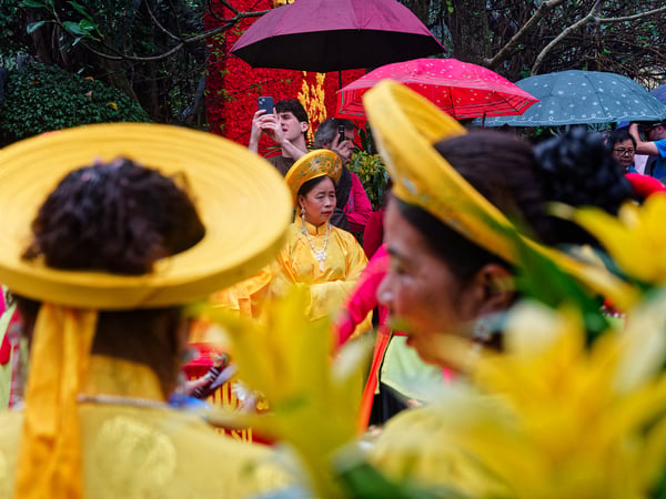 Tết celebration at the pagoda on Hoàn Kiếm Lake, Ha Noi, Vietnam