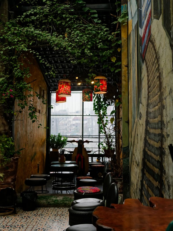Interior of Hidden Alley Coffee Ha Noi, Vietnam