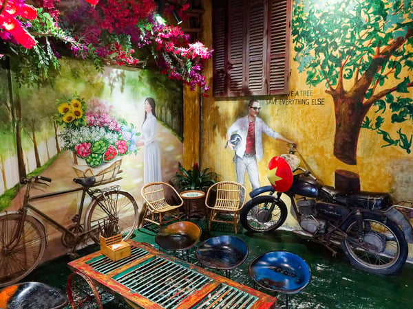 Interior of Hidden Alley Coffee Ha Noi, Vietnam