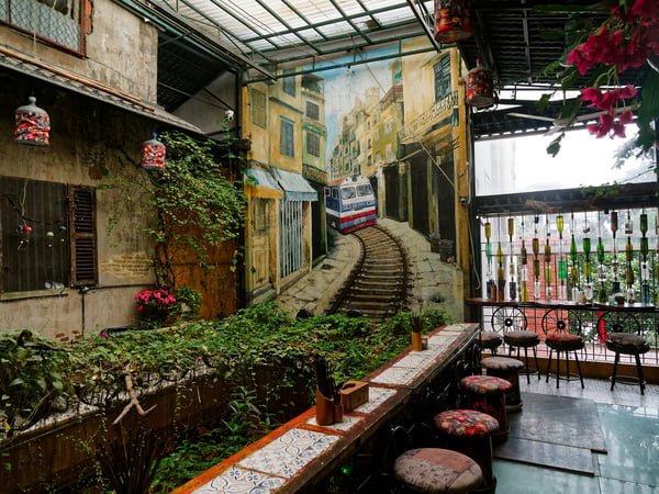 Interior of Hidden Alley Coffee Ha Noi, Vietnam