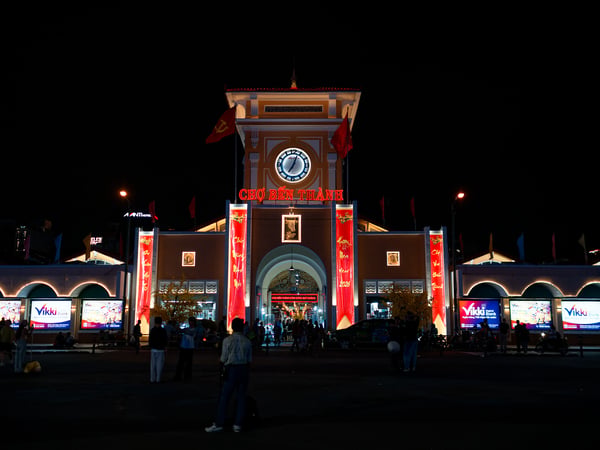 Bến Thành Market at night, Ho Chi Min City, Vietnam