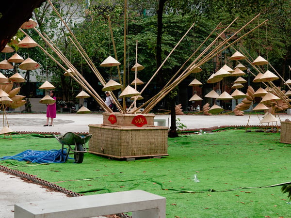 Conical hat artistic display, Ho Chi Min City, Vietnam