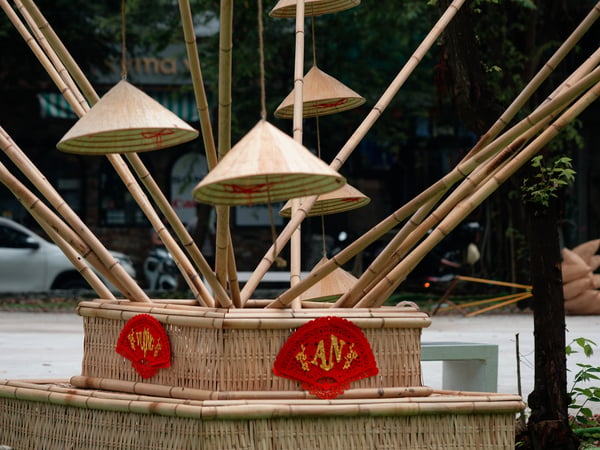 Conical hat artistic display, Ho Chi Min City, Vietnam