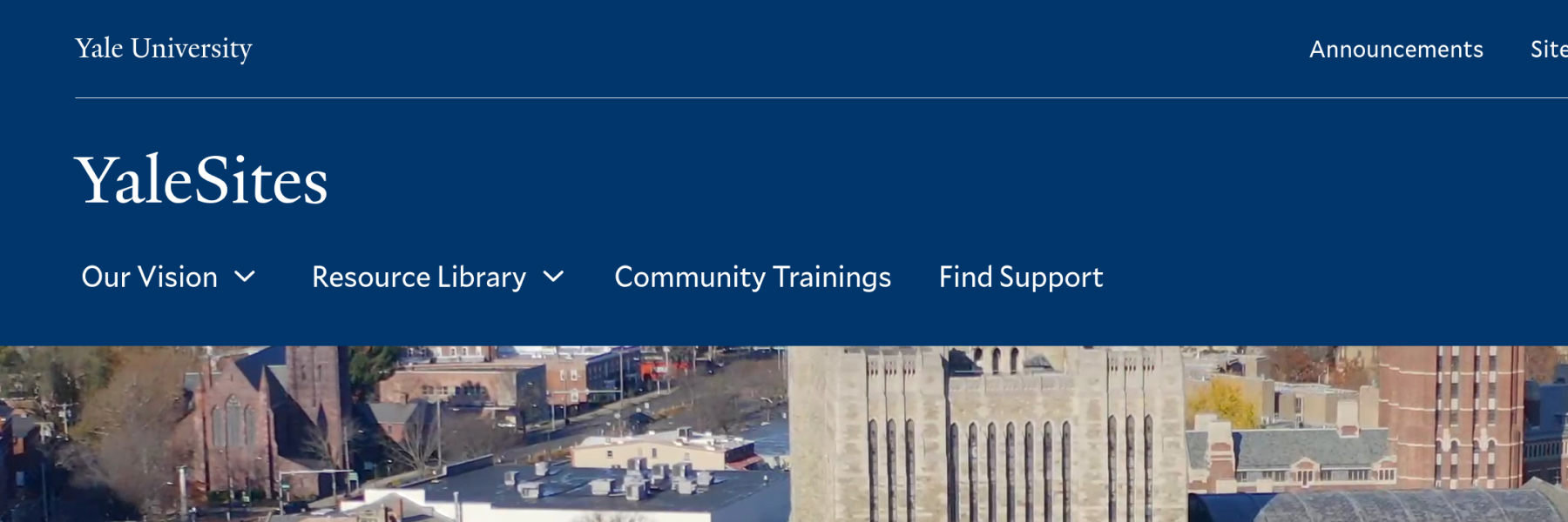 YaleSites website screenshot